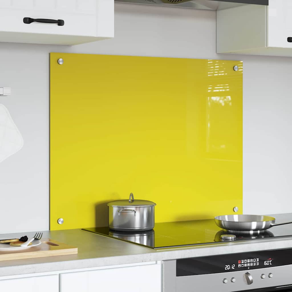 Kitchen Backsplash Yellow 80 x 60 x 0.6 cm Tempered Glass